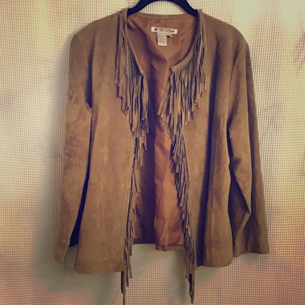 Tan Leather Buckskin Jacket w/4” Fringe.